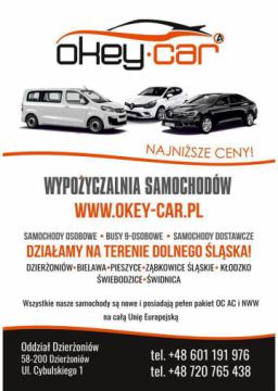 Wypożyczalnia samochodów Dzierżoniów OKEY-CAR